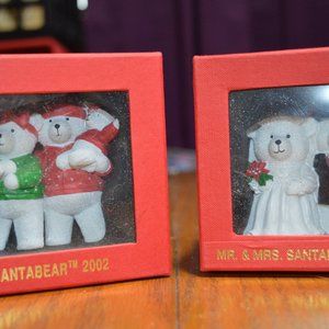 Hudson Santa bear 2002 and 2000 ornaments
